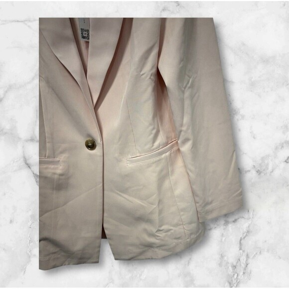 Sanctuary Pink Tailored Women Blazer Size M Minimalist single Button Jacket - Picture 7 of 13